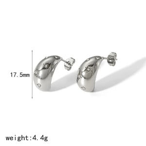 1 pair of simple and individual  gold-plated stainless steel hollow geometric dot diamond water drop earrings for women's daily wear h5 Picture2
